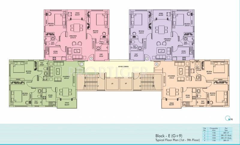  heights Block E Cluster Plan from 1st to 9th Floor