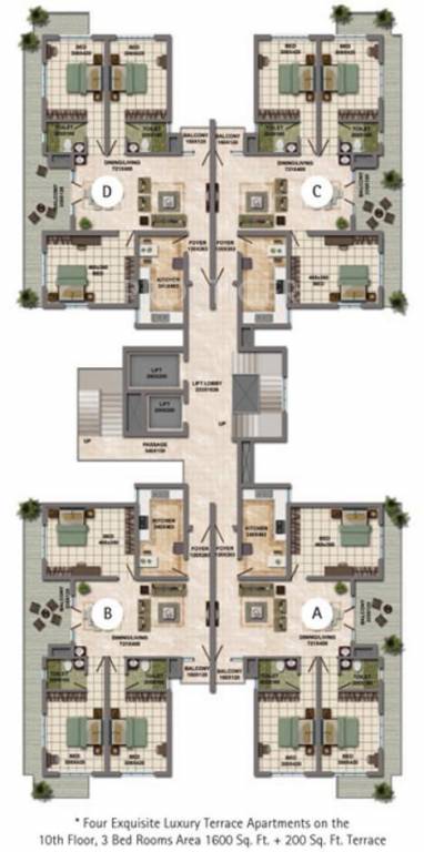 Galaxy Builders Silver Cascade 10th Floor Cluster Plan