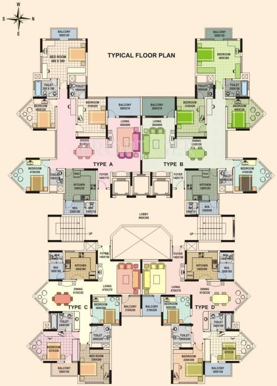 Galaxy Builders Ritz Marina Typical Floor Cluster Plan