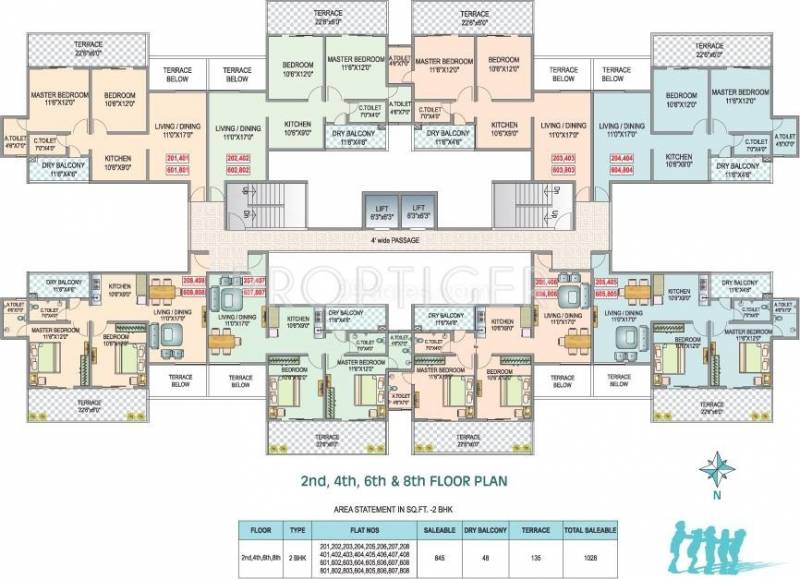 SSK Developers Ambrosia 2-4-6-8-Floor Cluster Plan