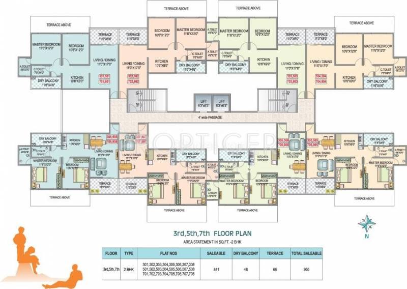 SSK Developers Ambrosia 3-5-7 Floor Cluster Plan