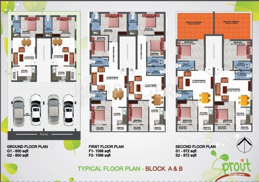  apartments Block A & B Cluster Plan For Typical Floor
