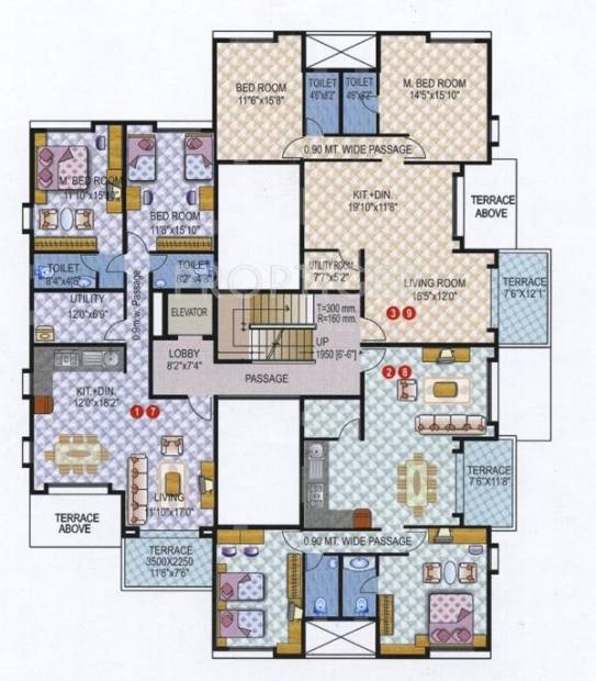 gandhi-properties silvanus-apartment Wing B Typical floor plan
