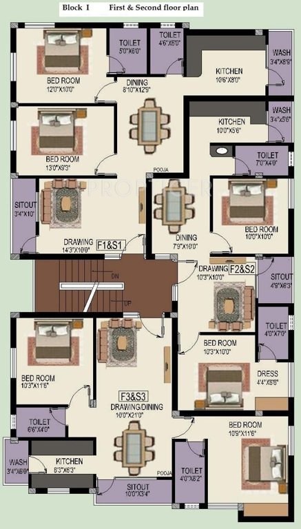 Sumangali Homes Indra Enclave Block 1,Typical  Cluster Plan