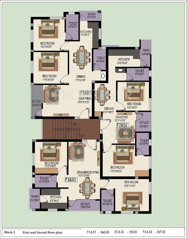 Sumangali Homes Indra Enclave Block 2,Typical  Cluster Plan