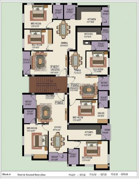 Sumangali Homes Indra Enclave Block 4,Typical  Cluster Plan