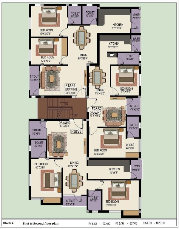 Sumangali Homes Indra Enclave Block 4,Typical  Cluster Plan