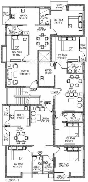 Sumangali Homes Navaneetham Apartment Block 1,Typical  Cluster Plan