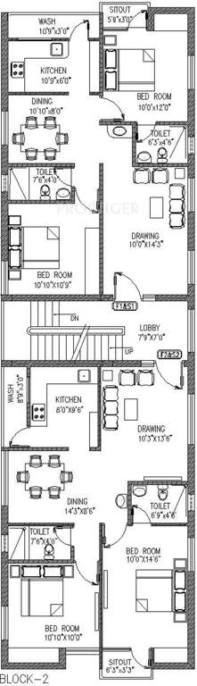 Sumangali Homes Navaneetham Apartment Block 2,Typical  Cluster Plan