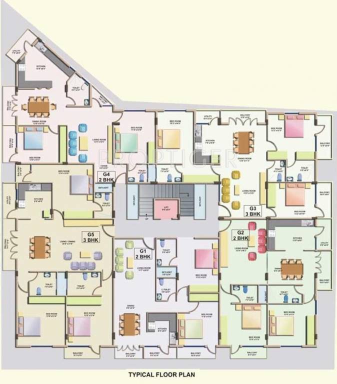  square Single Tower Cluster Plan