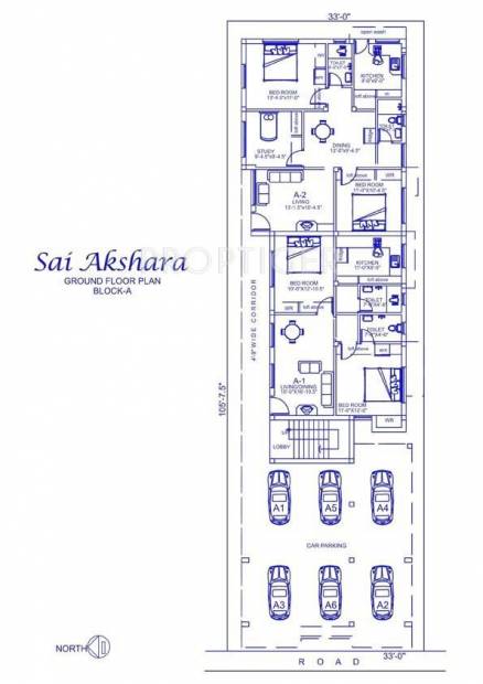Palace Homes Sai Akshara Block A Ground Cluster Plan