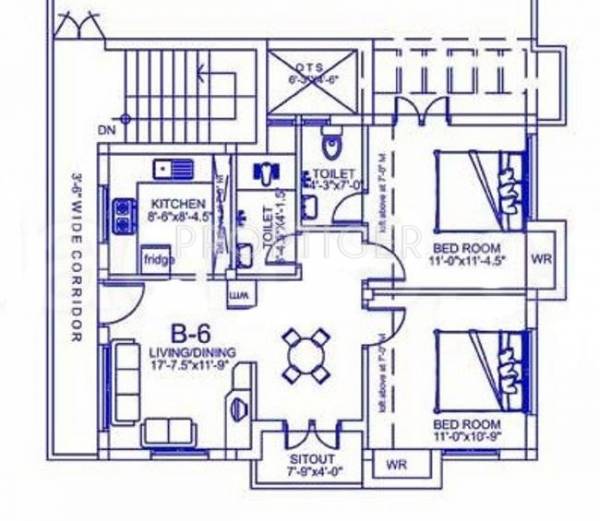 Palace Homes Sai Kishore Block B,Second Floor Cluster Plan