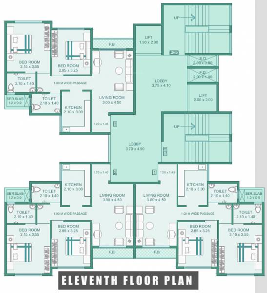 Apartment Cluster Plan for 11th Floor apartments Apartment Cluster Plan for 11th Floor