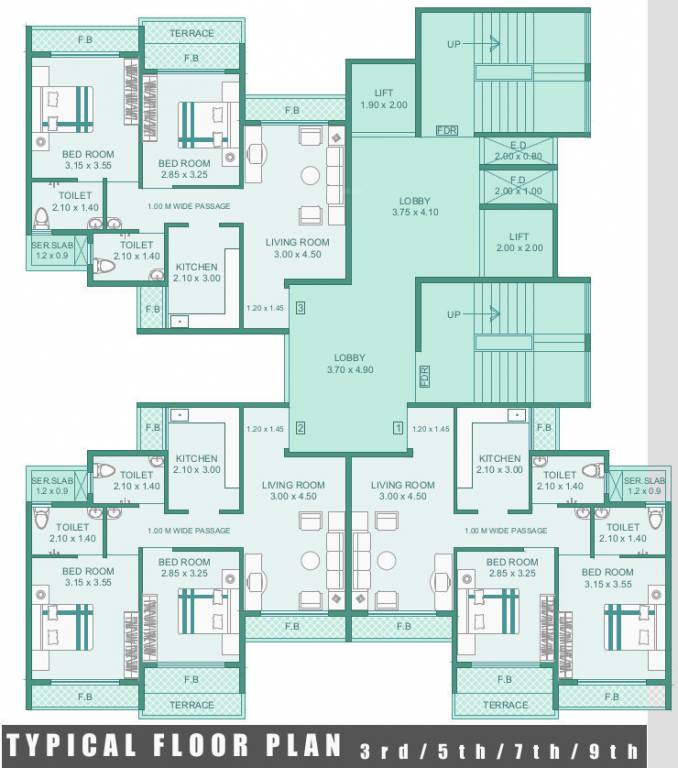  apartments Apartment Odd Cluster Plan