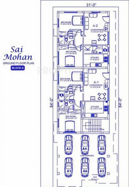 Palace Homes Sai Mohan Block A,Ground Floor Cluster Plan
