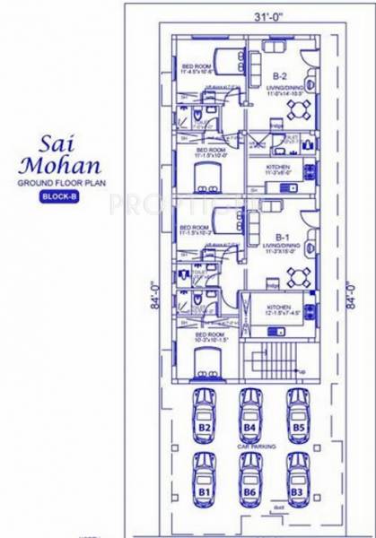 Palace Homes Sai Mohan Block B,Ground Floor Cluster Plan