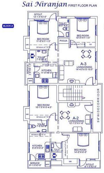 Palace Homes Sai Niranjan Block A,First  Floor Cluster Plan