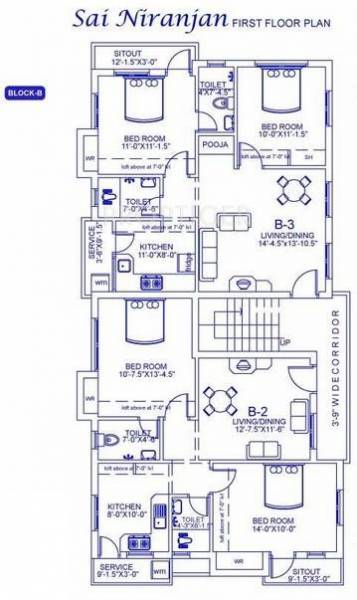 Palace Homes Sai Niranjan Block B,First  Floor Cluster Plan