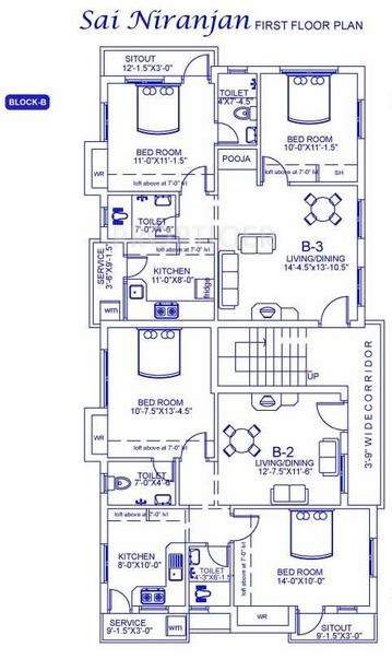 Palace Homes Sai Niranjan Block B,First  Floor Cluster Plan