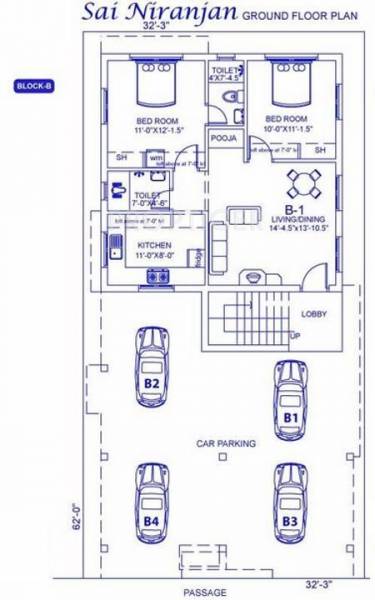 Palace Homes Sai Niranjan Block B,Ground Floor Cluster Plan