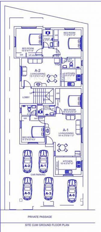 Palace Homes Sai Vikrama Block A Ground Cluster Plan
