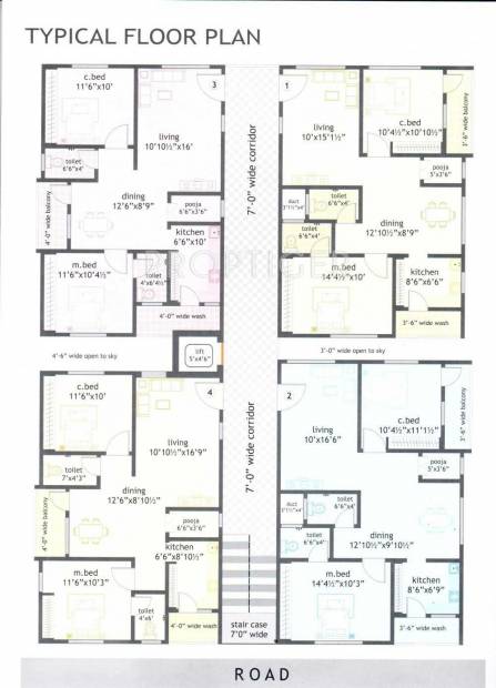 Surya Constructions Builders And Developers Sai Tulasi Enclave Typical floor plan