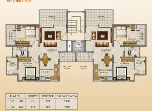 Austin Engineers Belvedere Cluster Plan of 1st and 3rd Floor