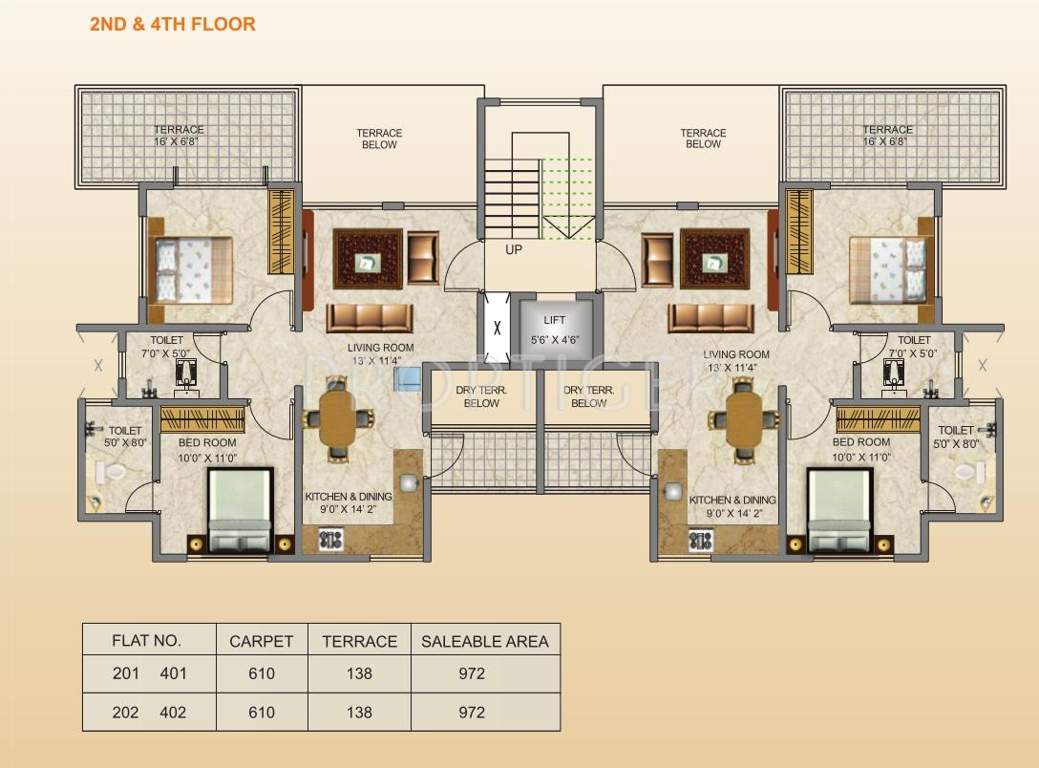 Austin Engineers Belvedere Cluster Plan of 2nd and 4th Floor