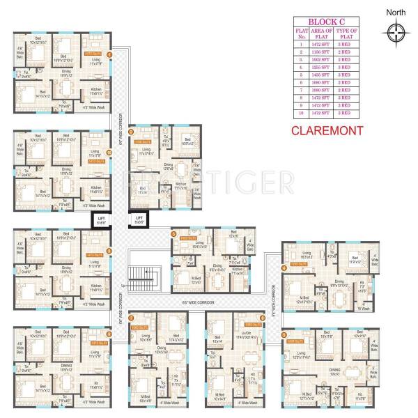 Shriya Infrastructure West Metro Lake Front Claremont Typical Floor Plan
