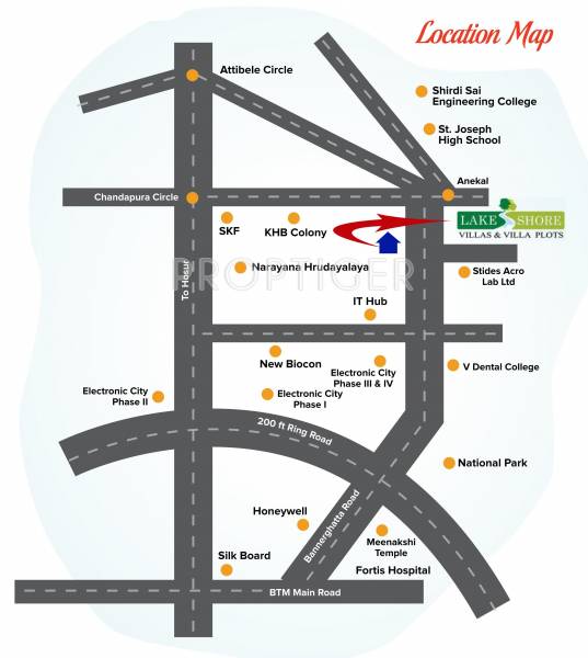 Aadhar Propeties Lake Shore Plots Location Plan