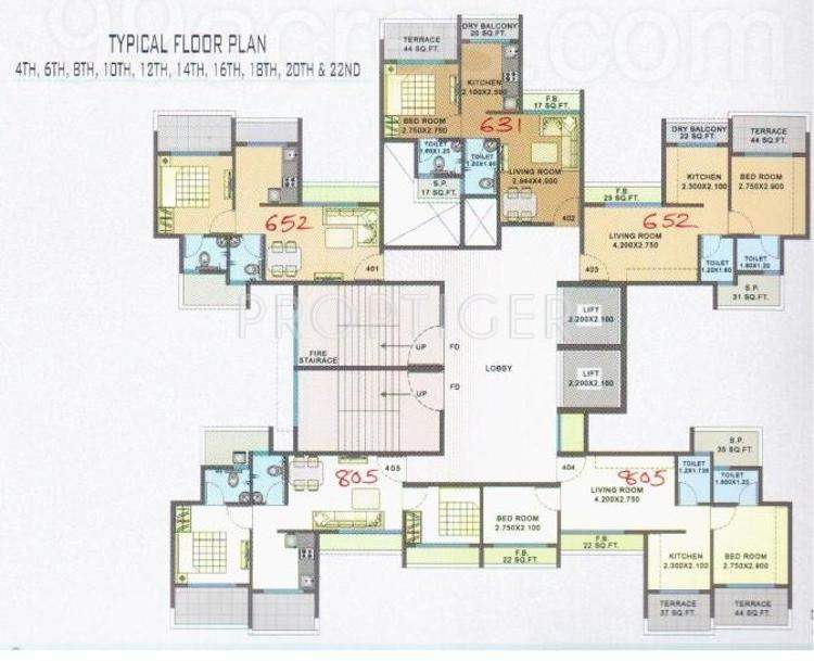  willow Single Tower Cluster Plan