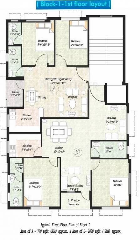 Sree Balaji Twin Block 1  1st Floor Cluster Plan