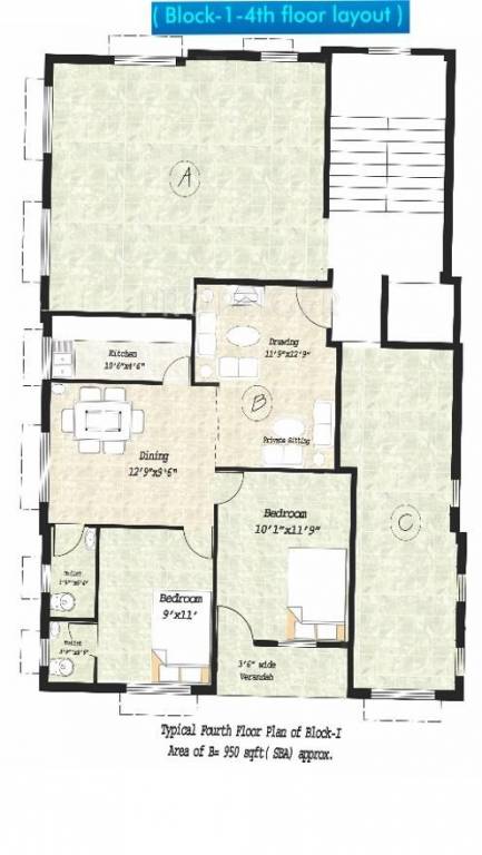 Sree Balaji Twin Block 1   4 Floor Cluster Plan