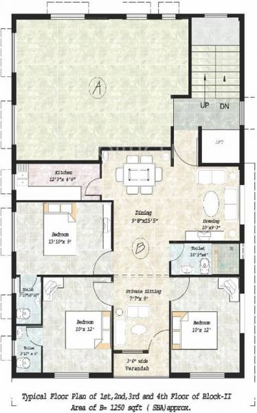 Sree Balaji Twin Block 2 - Typical Floor Cluster Plan
