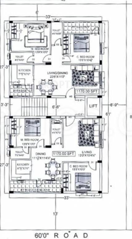  apartments Aparments Cluster Plan for Typical Floor