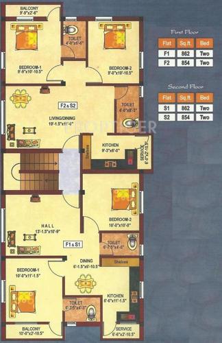 Deluxe Apartments Cluster Plan for Typical Floor anjaneyaa-housing deluxe-apartments Deluxe Apartments Cluster Plan for Typical Floor