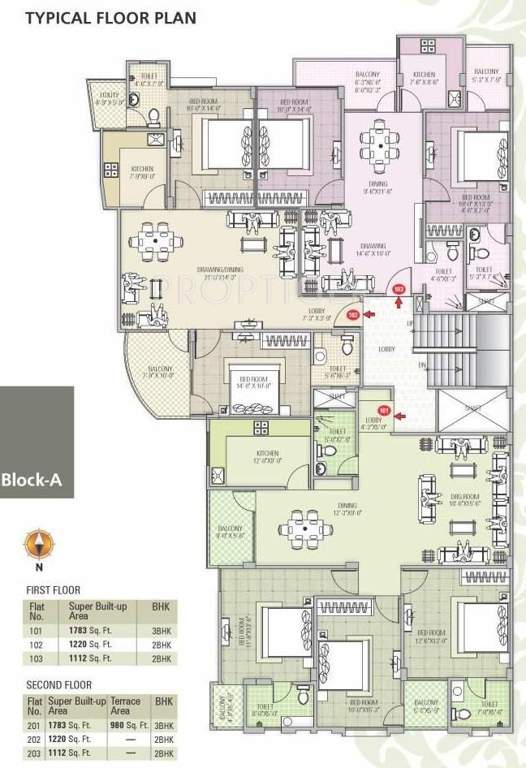 Kotecha Group Classic Residency Cluster Plan of Block A First and Second Floor