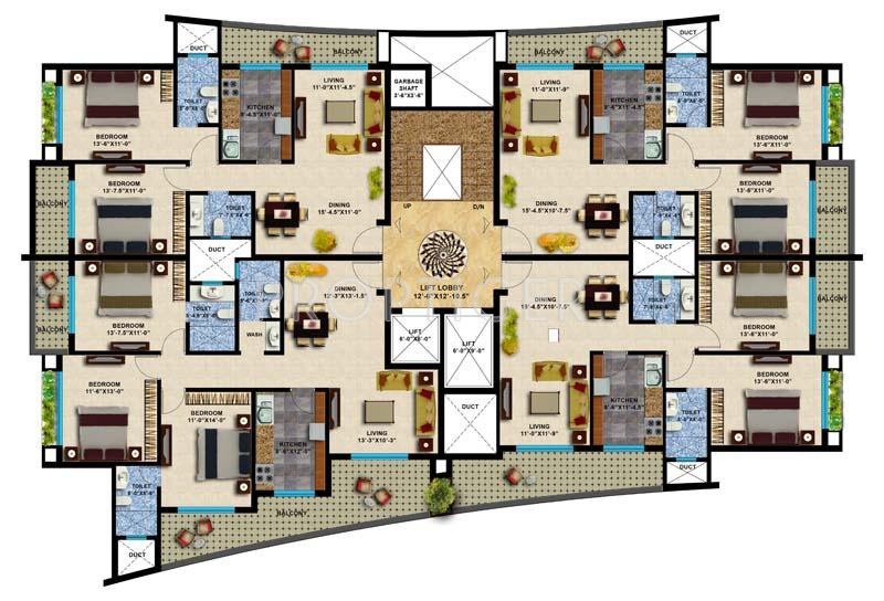 Vinod Infradevelopers Siddharth Avenue Typical floor plan