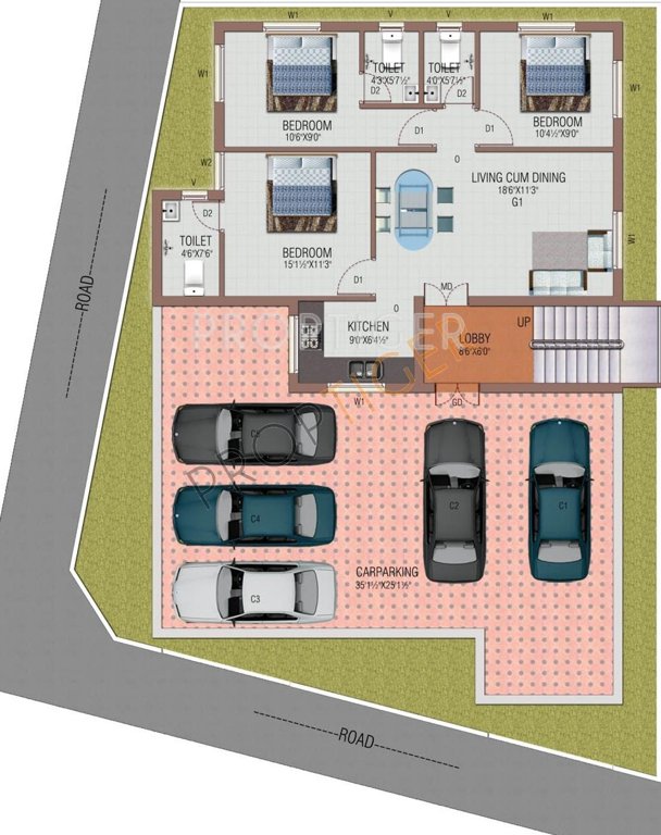 Shalom Builders Thamarai Apartments Ground Floor Cluster Plan
