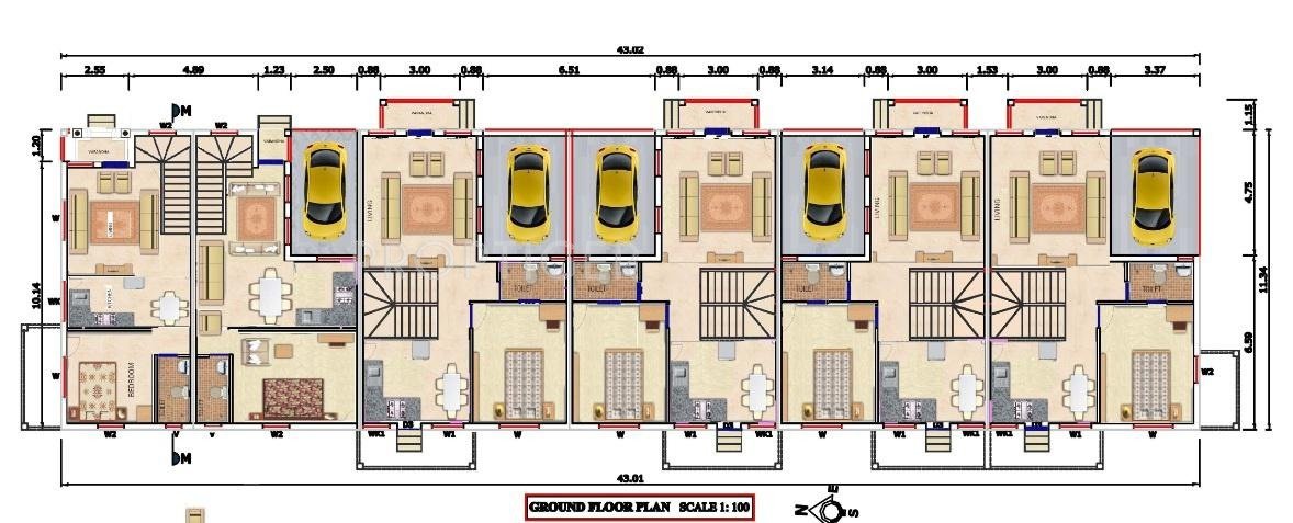 M And M Builder And Developers Coconut Creak Row Houses Ground Floor PLan