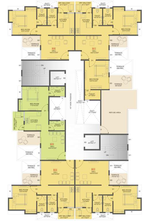 enliven homes Enliven Homes Cluster Plan for 8th Floor