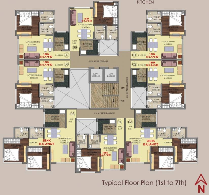 paradises Paradises Cluster Plan from 1st to 7th Floor
