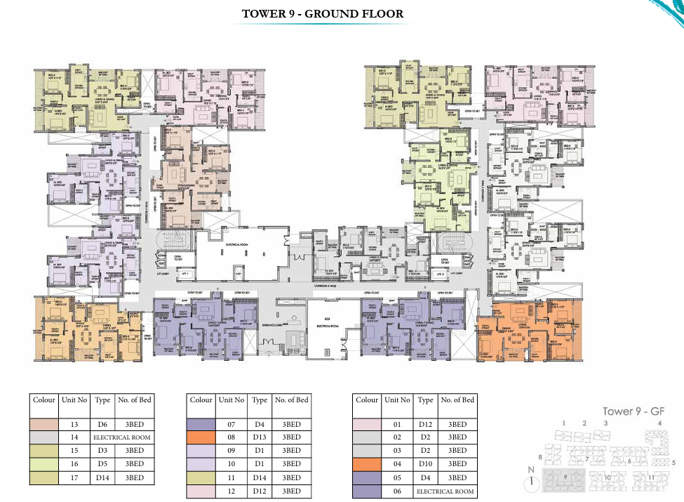  courtyards Tower 9 Cluster Plan for ground Floor
