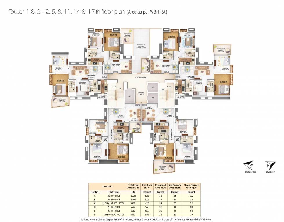 the one Tower 1 Cluster Plan from 2nd to 17th Floor