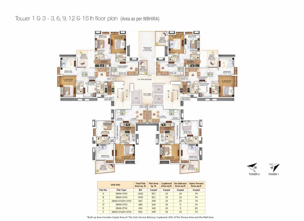 the one Tower 1 Cluster Plan from 3rd to 15th Floor