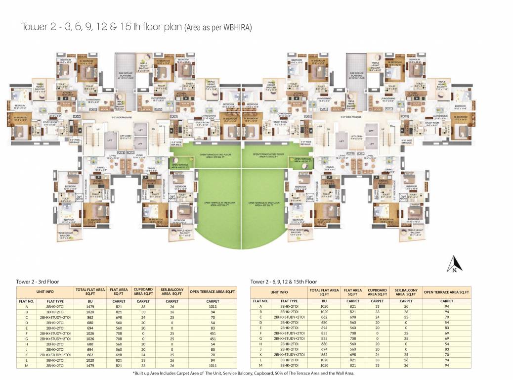 the one Tower 2 Cluster Plan from 3rd to 15th Floor