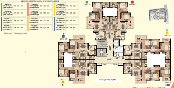  orlando-phase-i Tower A3 & A6 Typical Cluster Plan