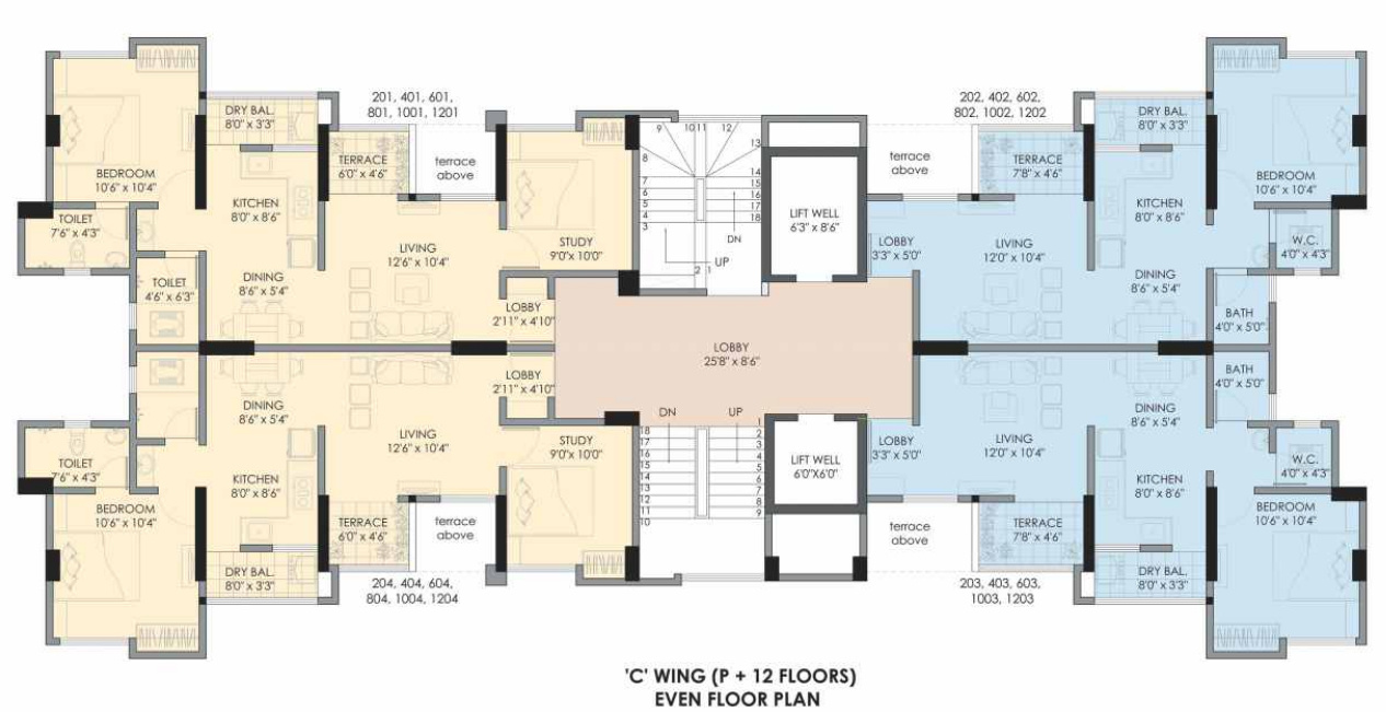  avani c wing Even Floor C Wing Cluster Plan