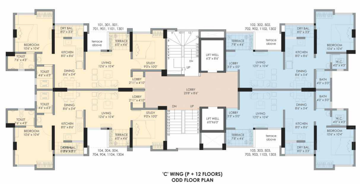  avani c wing Odd Floor C Wing Cluster Plan