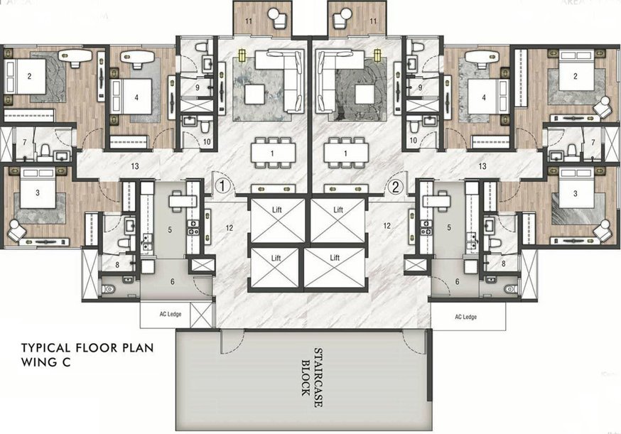  paramount wing c Rustomjee Paramount Wing C Cluster Plan